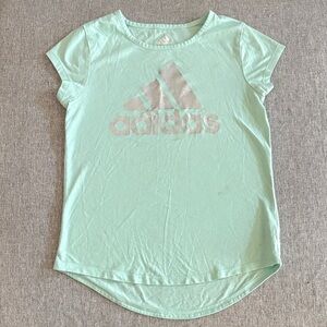 Adidas Light Green Tee with Silver Logo - S 7/8